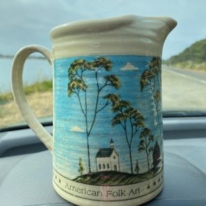 Otagiri..American Folk Art by Warren Kimble Vintage Pitcher 1996..School House..